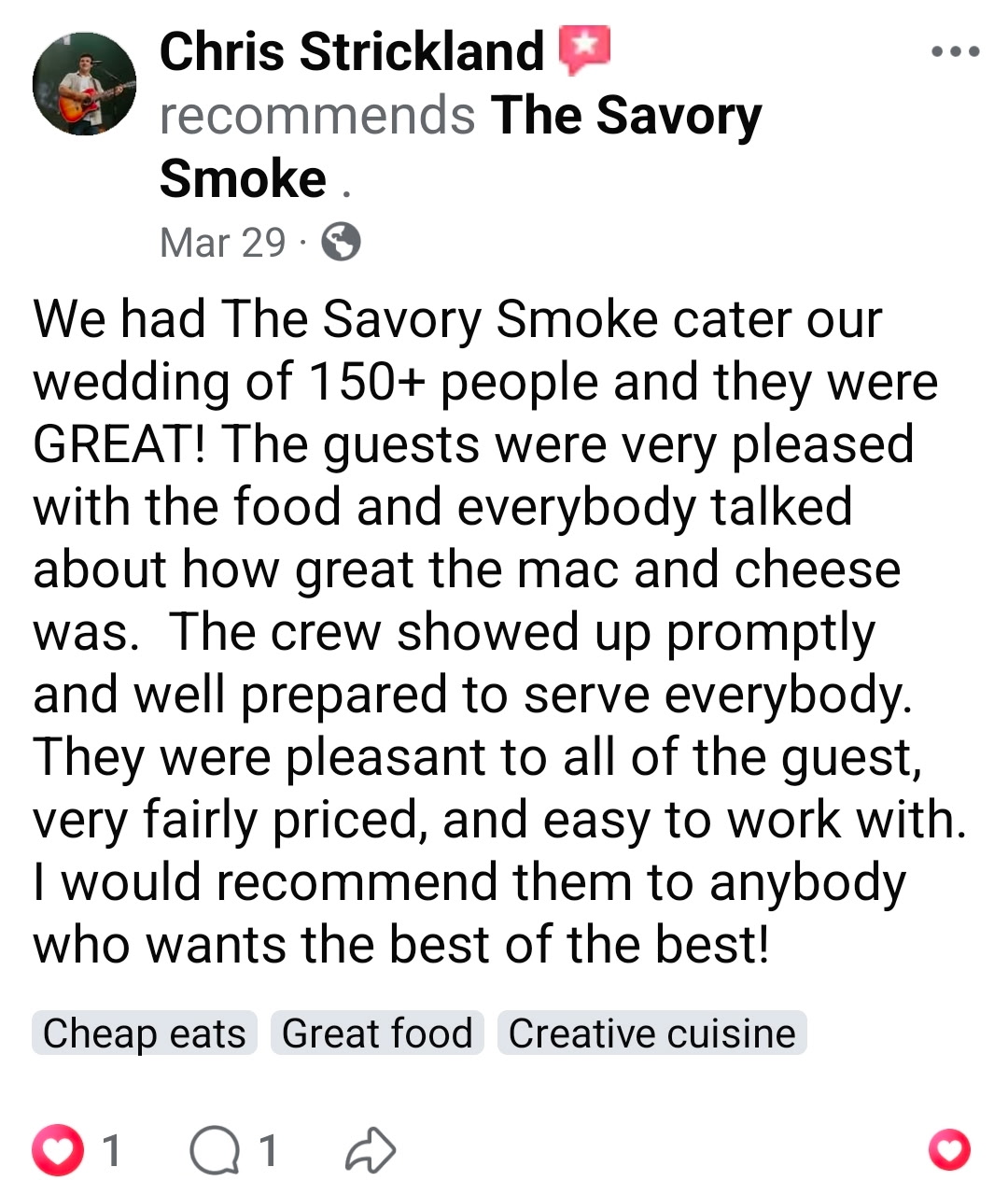Customer review screenshot